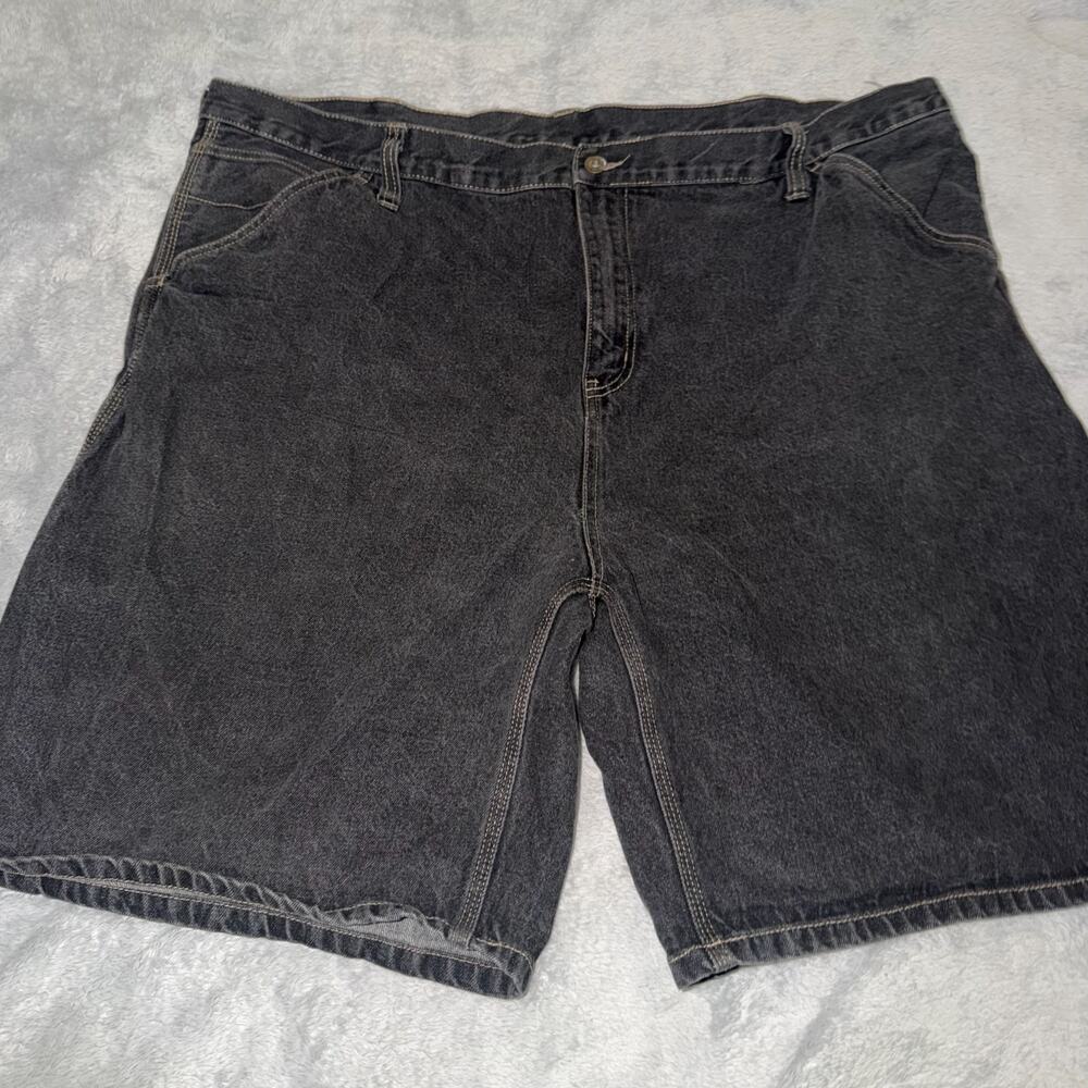 Faded Glory Black Denim Cargo Shorts Men’s 46 Carpenter Utility Work Shorts
